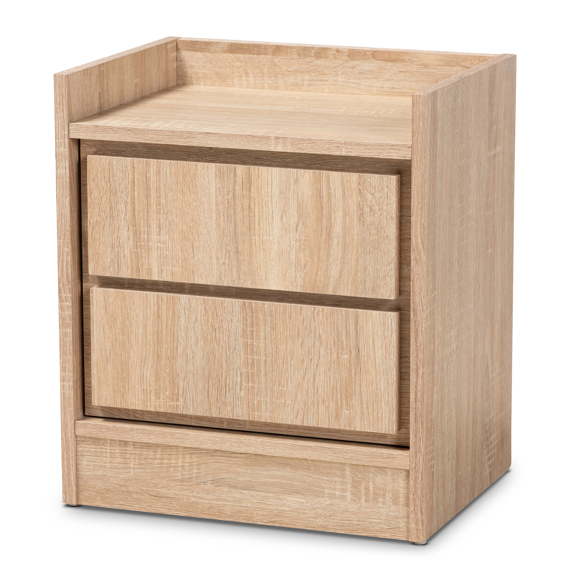 Baxton Studio Hale Modern and Contemporary Oak Finished Wood 2-Drawer Nightstand